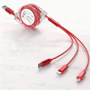 Cable de Cargador USB Retráctil 3 en 1 2 calbe3en1 rojo